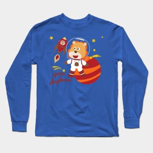 Space lion or astronaut in a space suit with cartoon style. Long Sleeve T-Shirt